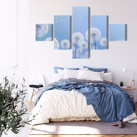 Canvastavla - Dandelions on a blue background