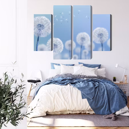 Canvastavla - Dandelions on a blue background