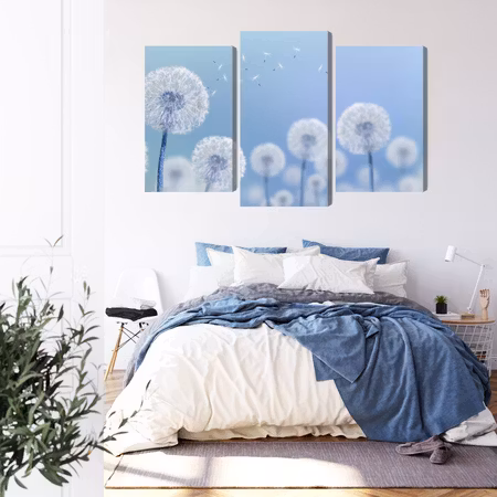 Canvastavla - Dandelions on a blue background