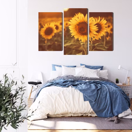 Canvastavla - A field of sunflowers in a retro 3d style