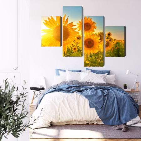 Canvastavla - Sunflower field at sunset 3d