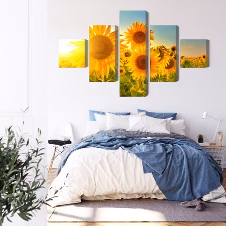 Canvastavla - Sunflower field at sunset 3d