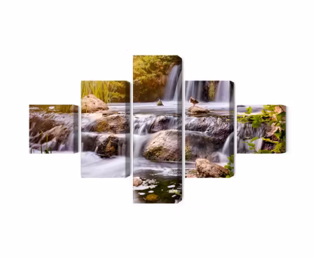 Canvastavla - Waterfall at sunset