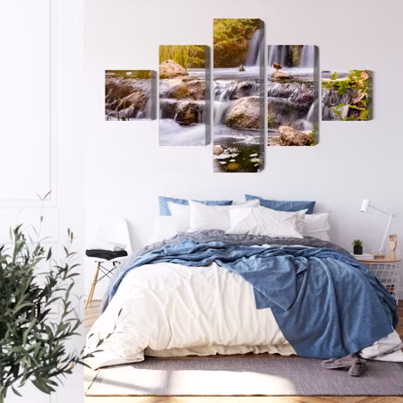 Canvastavla - Waterfall at sunset