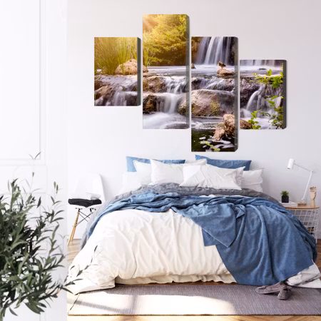 Canvastavla - Waterfall at sunset