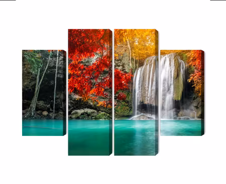 Canvastavla - Cascade in the autumn forest