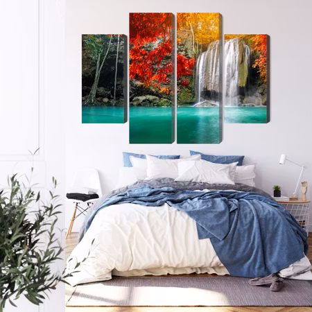 Canvastavla - Cascade in the autumn forest