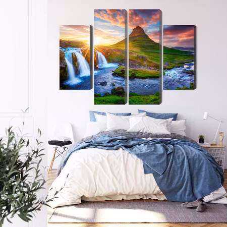 Canvastavla - View of the kirkjufellsfoss waterfall