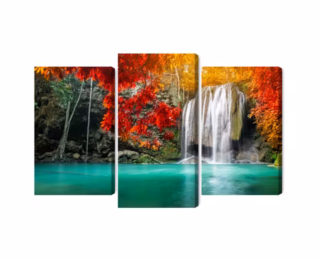 Canvastavla - Cascade in the autumn forest