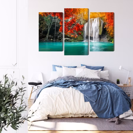 Canvastavla - Cascade in the autumn forest