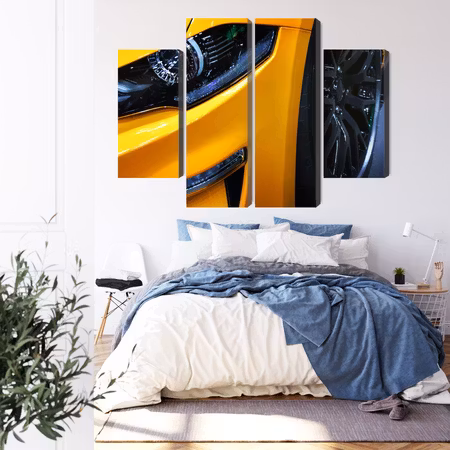 Canvastavla - Front of a yellow sports car