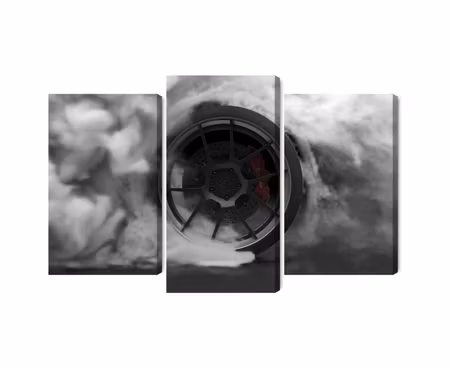 Canvastavla - Car wheel in a cloud of 3d smoke