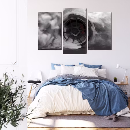 Canvastavla - Car wheel in a cloud of 3d smoke