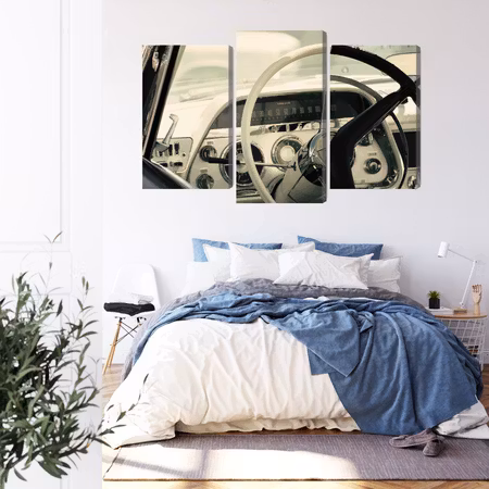 Canvastavla - The interior of a classic american car