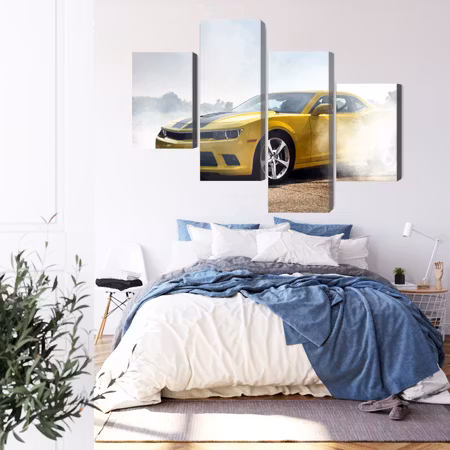 Canvastavla - 3d drifting yellow car