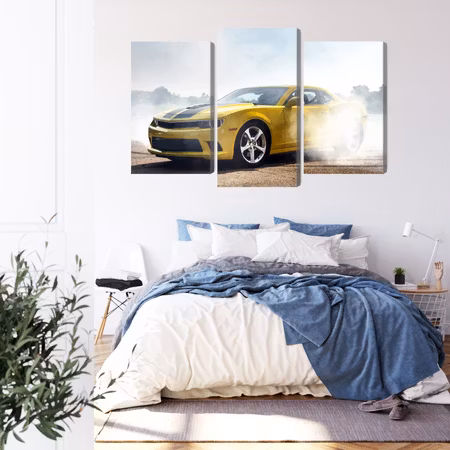 Canvastavla - 3d drifting yellow car