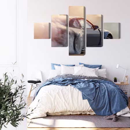 Canvastavla - Sports car in a cloud of smoke