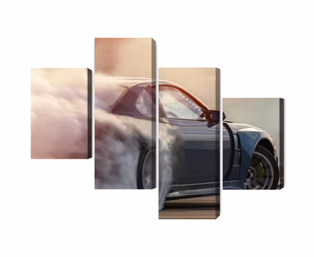 Canvastavla - Sports car in a cloud of smoke