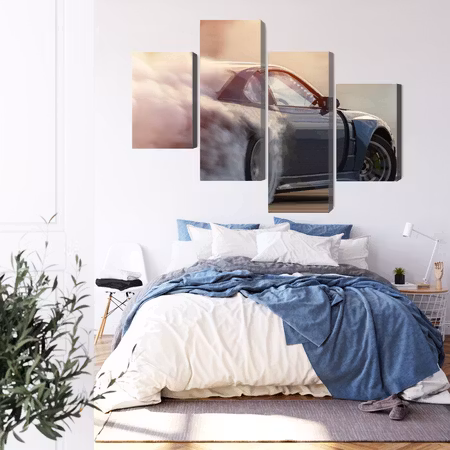 Canvastavla - Sports car in a cloud of smoke