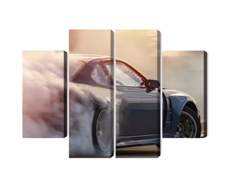 Canvastavla - Sports car in a cloud of smoke