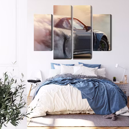 Canvastavla - Sports car in a cloud of smoke