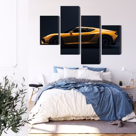 Canvastavla - Yellow 3d sports car