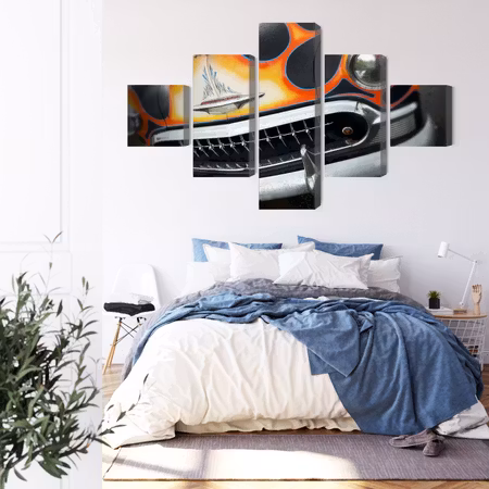 Canvastavla - Historic car with flames