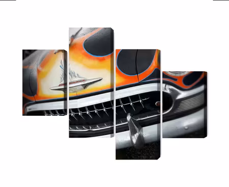 Canvastavla - Historic car with flames