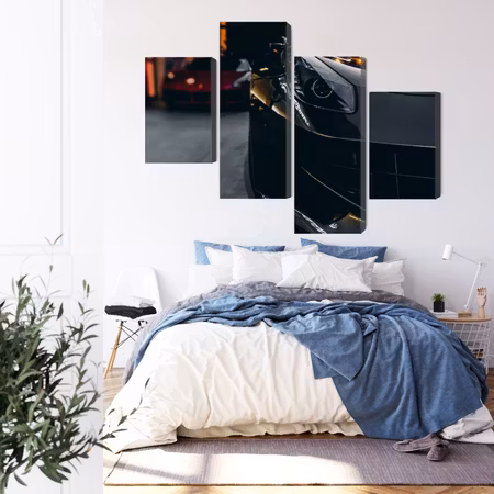 Canvastavla - Front of a black sports car