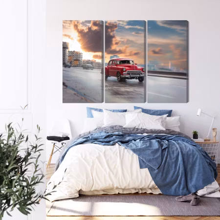 Canvastavla - Historic car on the road