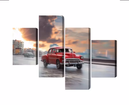 Canvastavla - Historic car on the road