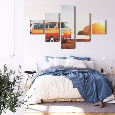 Canvastavla - Retro car on the beach