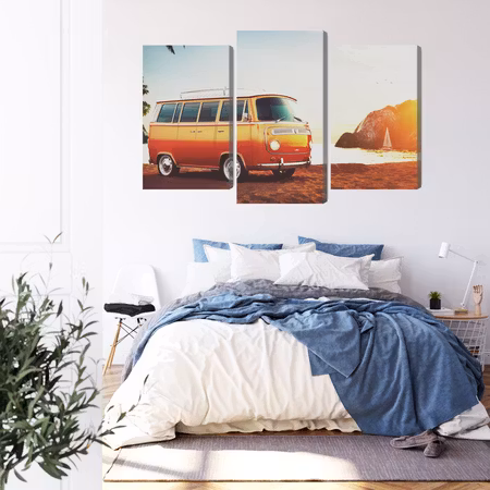 Canvastavla - Retro car on the beach