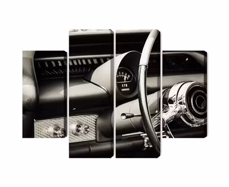 Canvastavla - The dashboard in a classic car