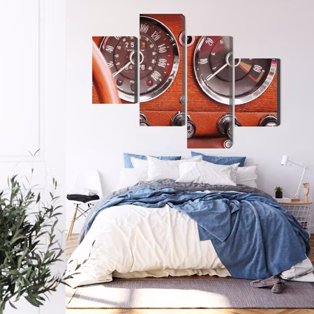 Canvastavla - Counters in a retro car