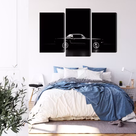 Canvastavla - Black retro car on a dark background