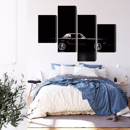 Canvastavla - Black retro car on a dark background