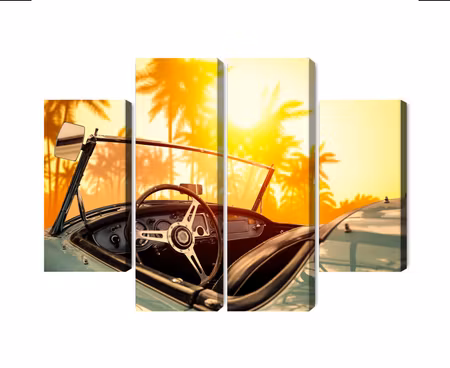 Canvastavla - View from the car at the retro sunset