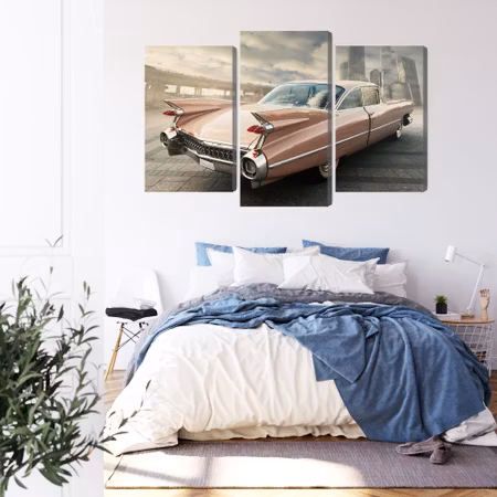 Canvastavla - Vintage style car in the city center