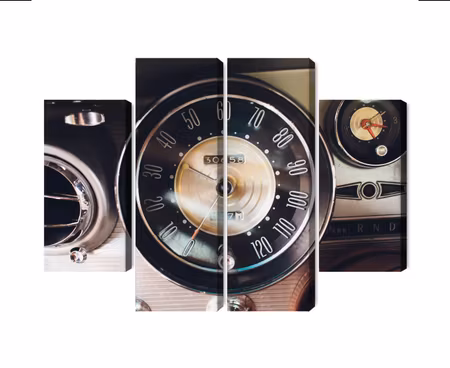 Canvastavla - The dashboard in an old car