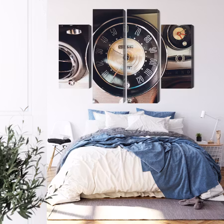 Canvastavla - The dashboard in an old car