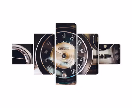 Canvastavla - The dashboard in an old car