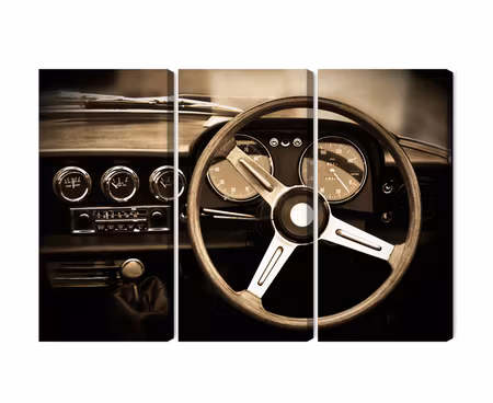 Canvastavla - The dashboard of an antique car