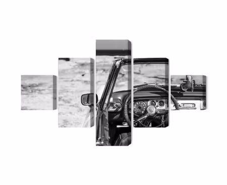 Canvastavla - The interior of an old cuban car