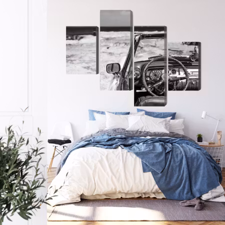 Canvastavla - The interior of an old cuban car