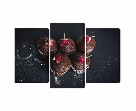 Canvastavla - Chocolate muffins with roses