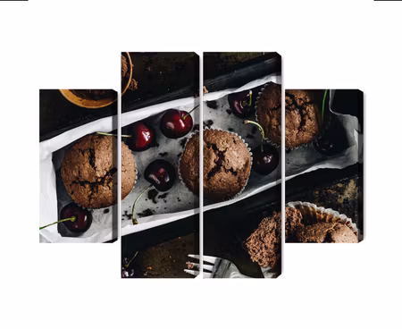 Canvastavla - Muffins with cherries