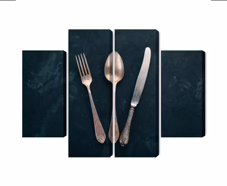 Canvastavla - Old cutlery
