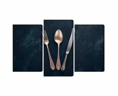 Canvastavla - Old cutlery