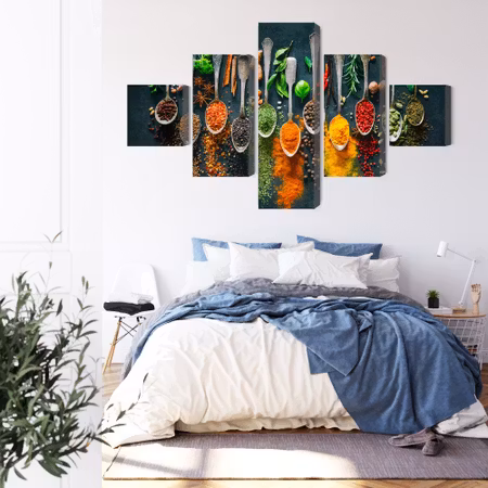 Canvastavla - Herbs and spices on spoons